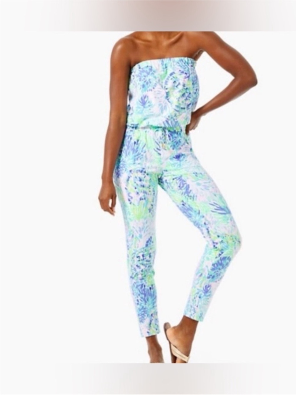 Lilly Pulitzer Strapless Tropical Print Keely Jumpsuit size medium NWT